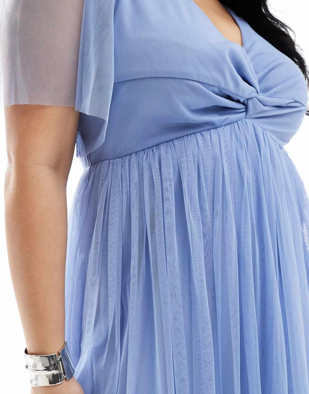 Anaya Plus twist tulle maxi dress in soft blue Product Image