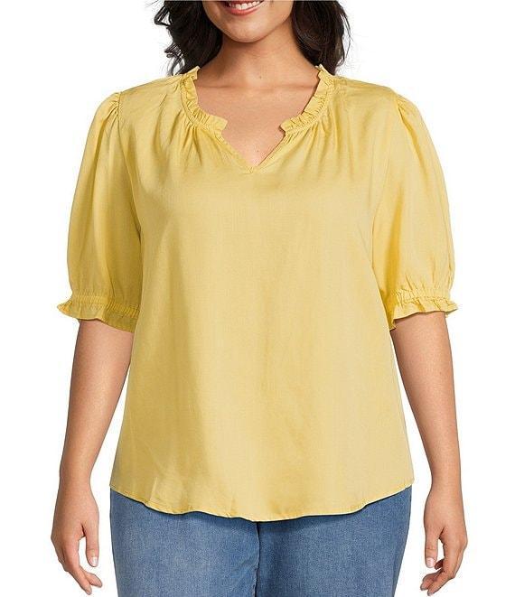 Nurture Plus Size Elbow Sleeve V-Neck Top Product Image