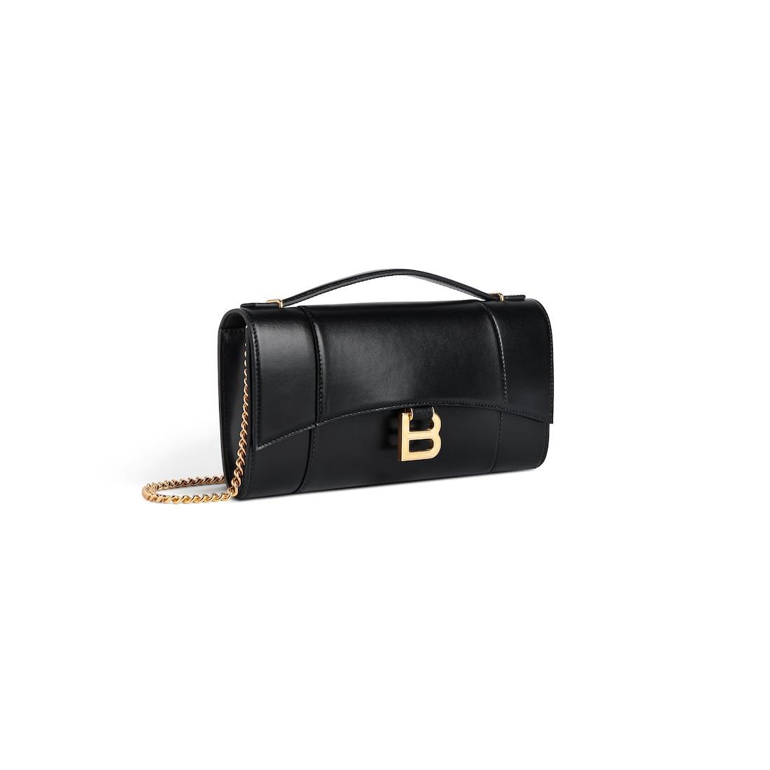Women's Hourglass Pochette With Chain  in Black Product Image