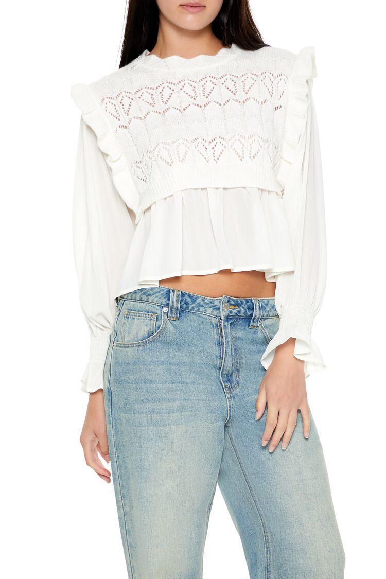 Scalloped Sweater-Knit Combo Top | Forever 21 Product Image