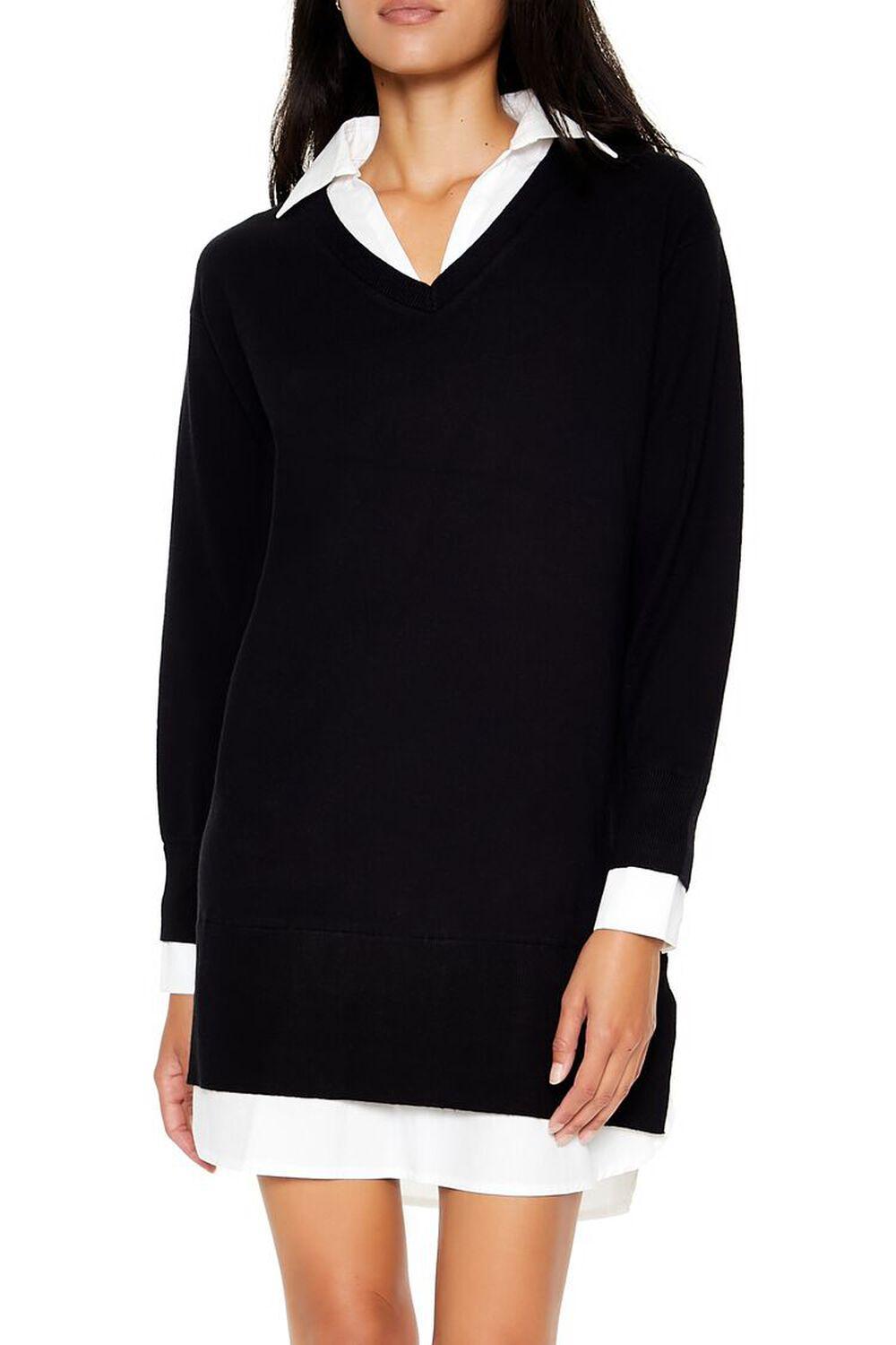 Combo Sweater Shirt Dress | Forever 21 Product Image