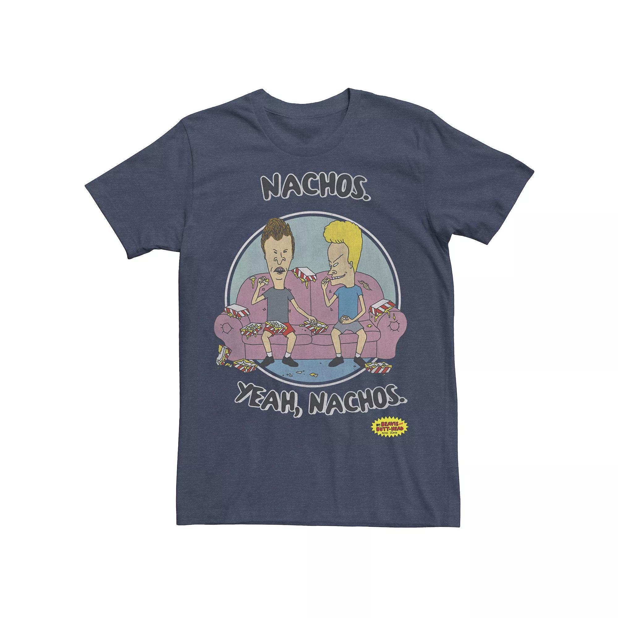 Men's Beavis And Butt-Head "Nachos Yeah Nachos" Portrait Tee, Size: Medium, Blue Product Image