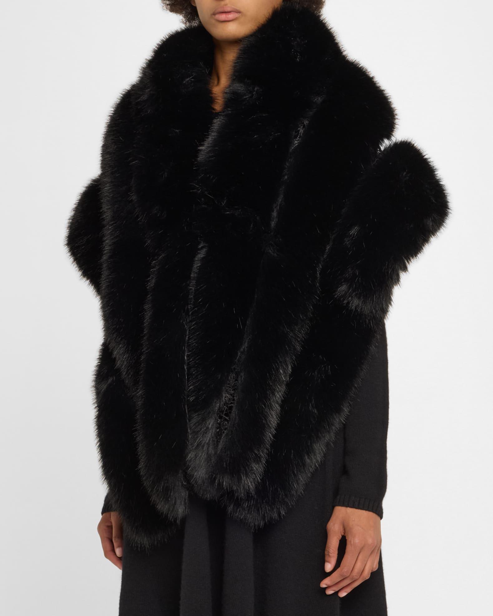 Faux Fur Lace-Lined Cape  Product Image