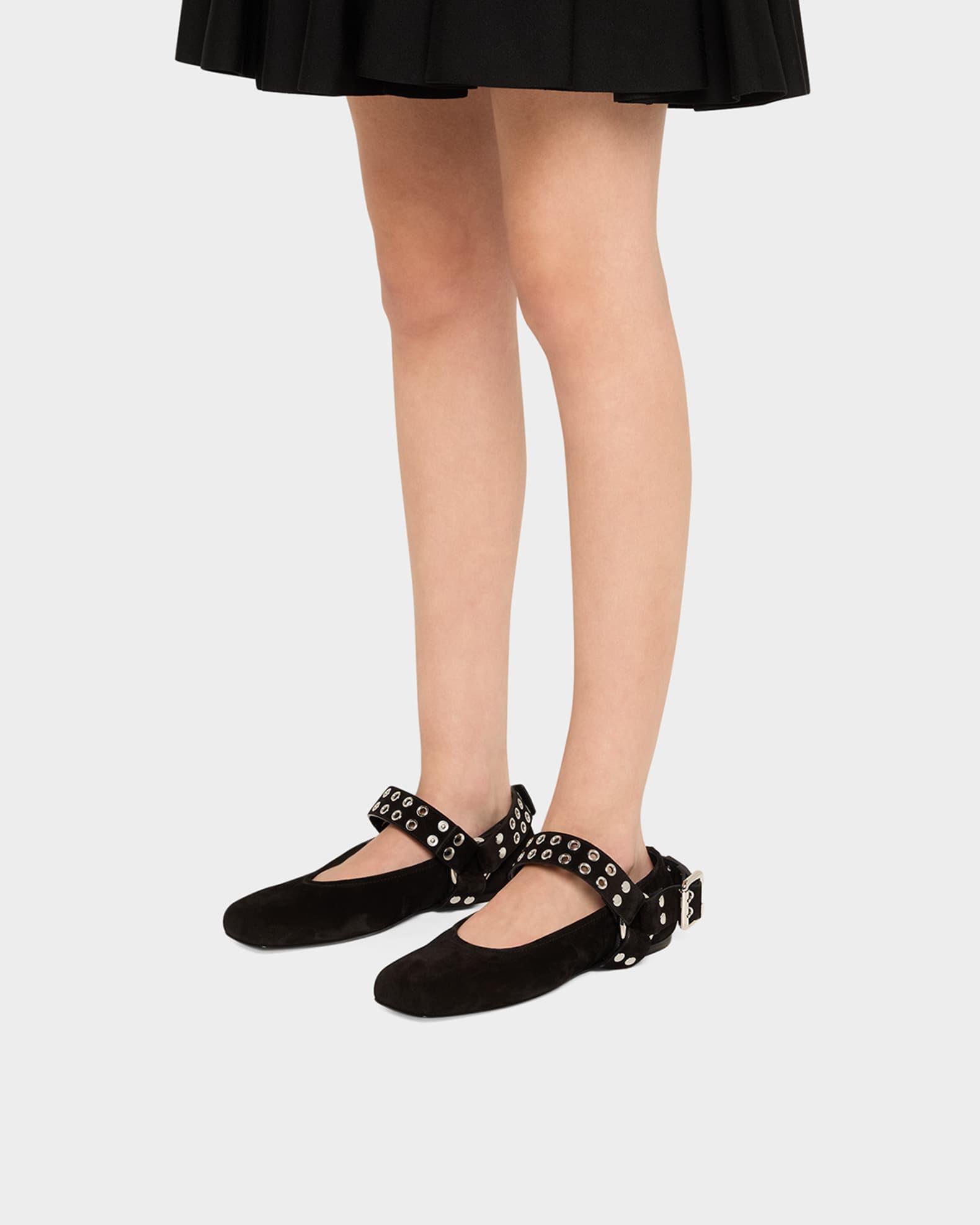 Biker Suede Ballerina Flats Product Image