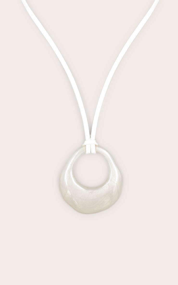 White Abstract Pendant Cord Necklace Product Image