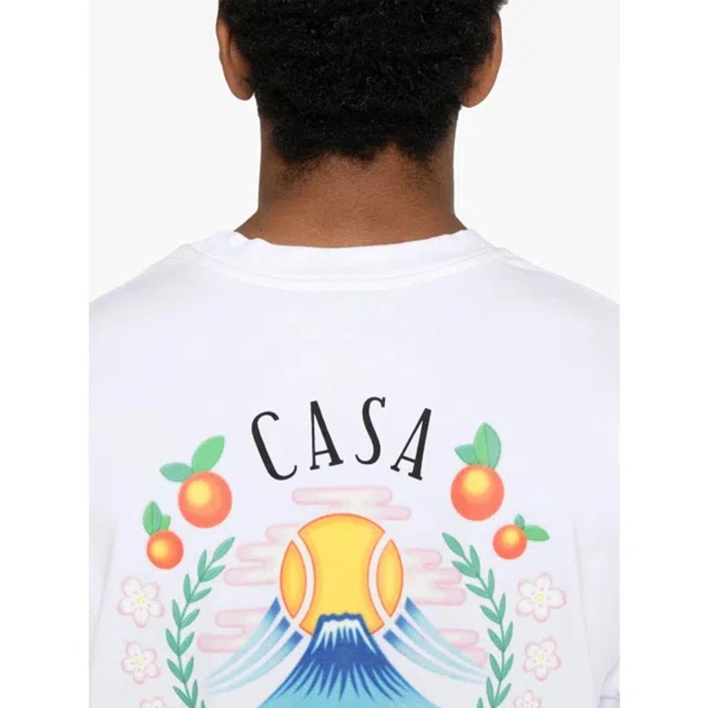 CASABLANCA T-shirt Girocollo Con Logo Sul Fronte In Cotone Bianca Uomo In Neutral Product Image