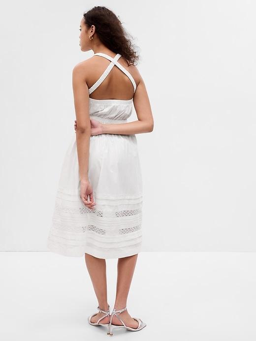 Lace Cross-Back Midi Dress Product Image