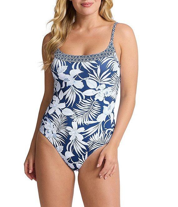 Tommy Bahama Island Cays Blooms Scoop Neck Floral Reversible One Piece Swimsuit Product Image