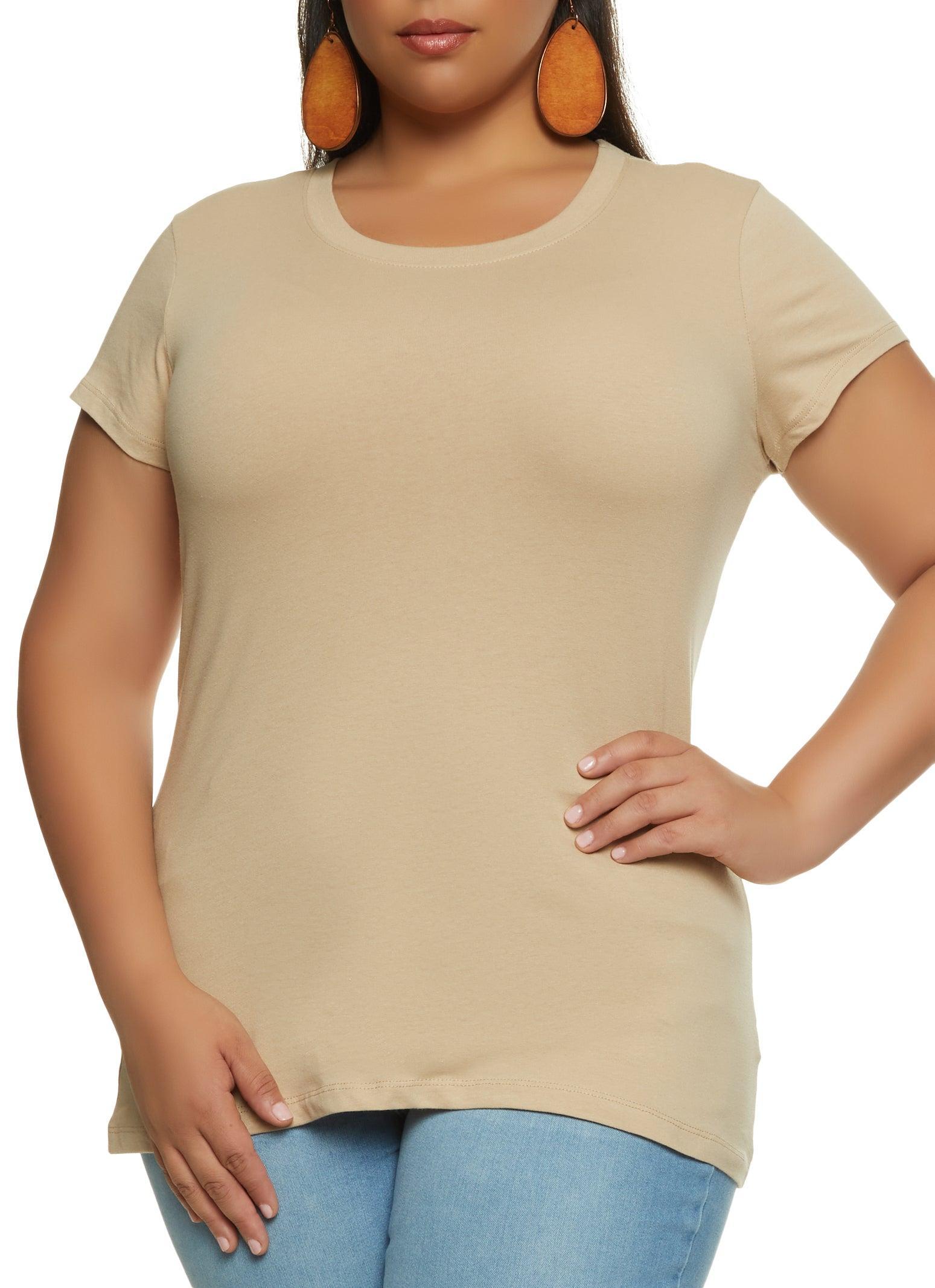 Womens Plus Size Basic Short Sleeve Crew Neck Tee Product Image