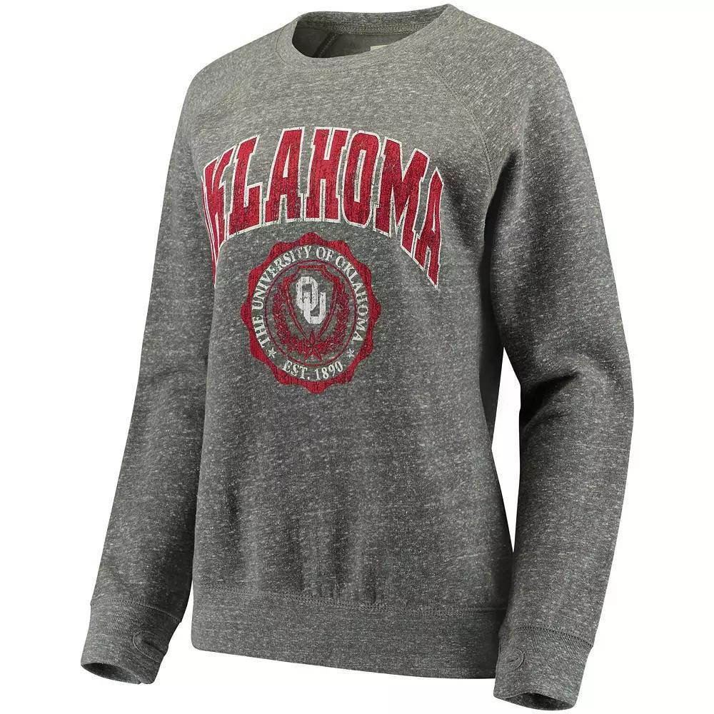 Womens Pressbox Heathered Gray Oklahoma Sooners Edith Vintage Knobi Pullover Sweatshirt Product Image