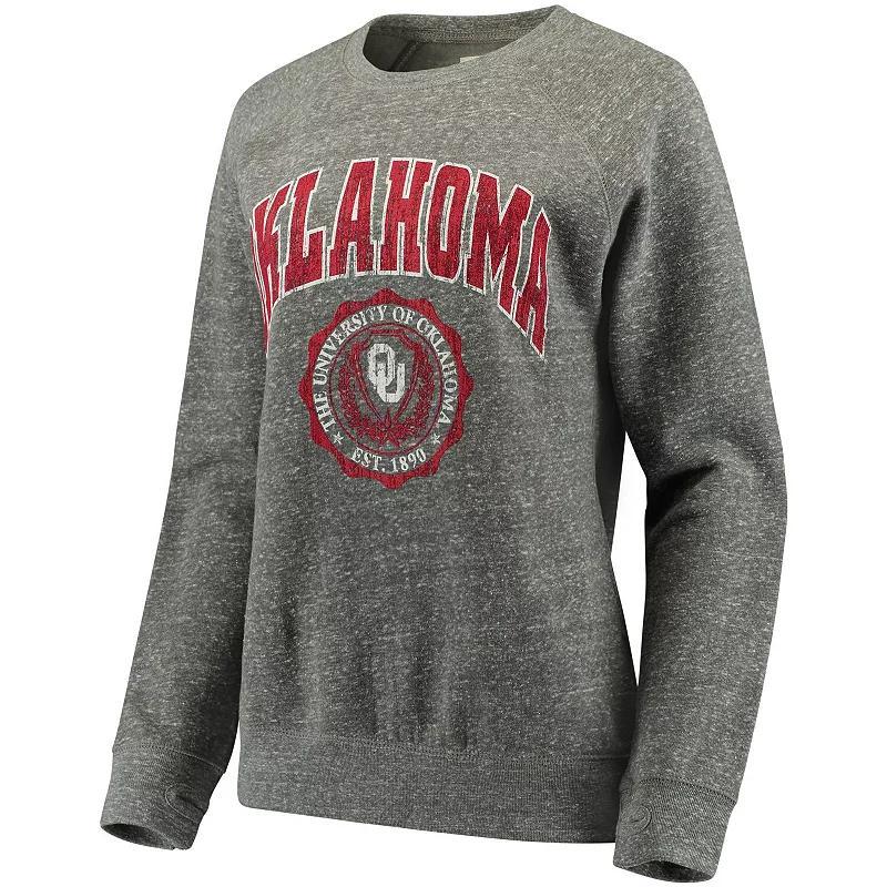 Womens Pressbox Heathered Gray Oklahoma Sooners Edith Vintage Knobi Pullover Sweatshirt Product Image