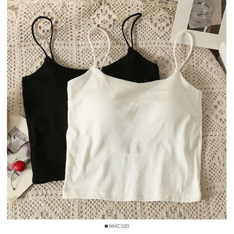 Open-Back Plain Cami Top with Pads Product Image