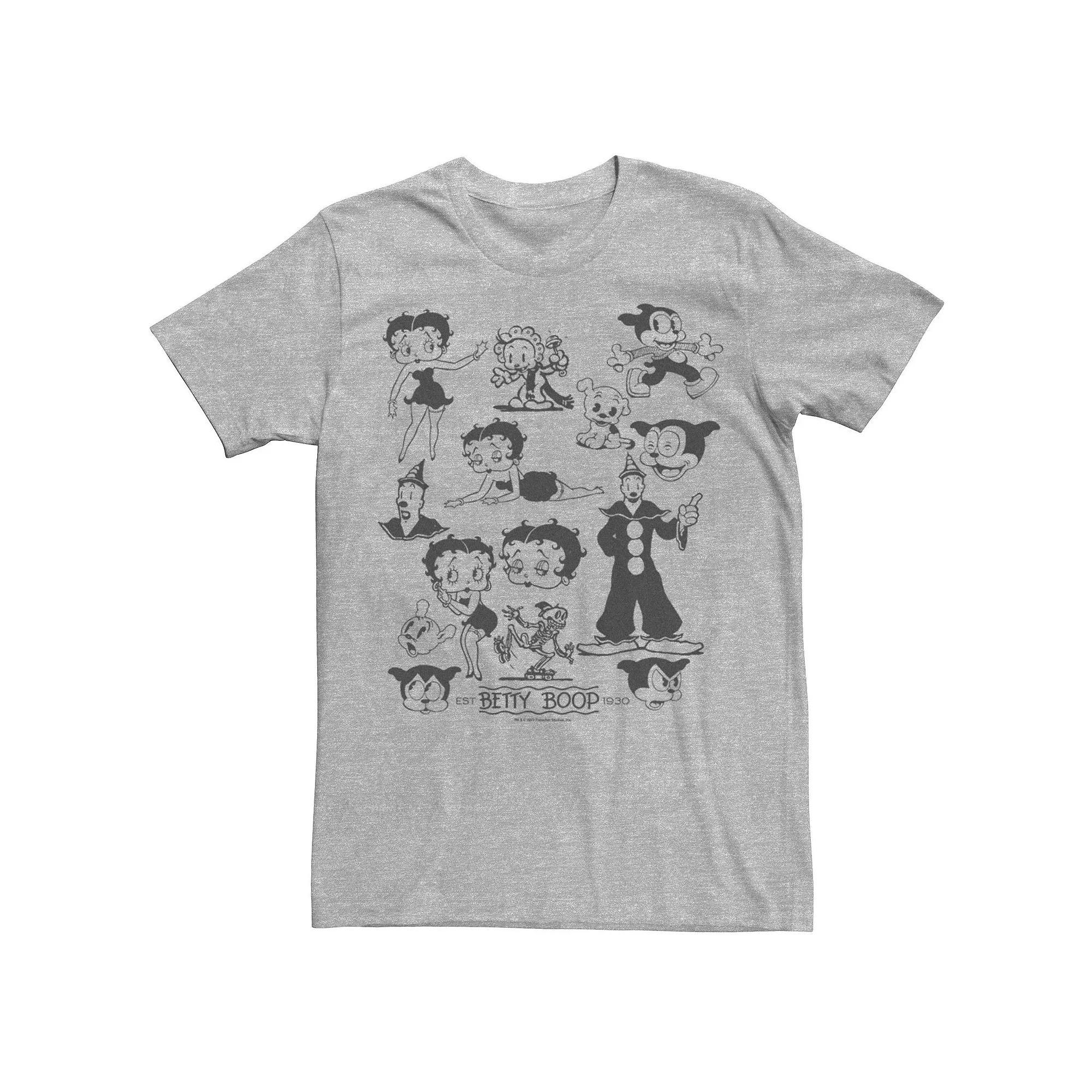 Men's Betty Boop Dog And Clown Tee, Size: Medium, Athletic Grey Product Image