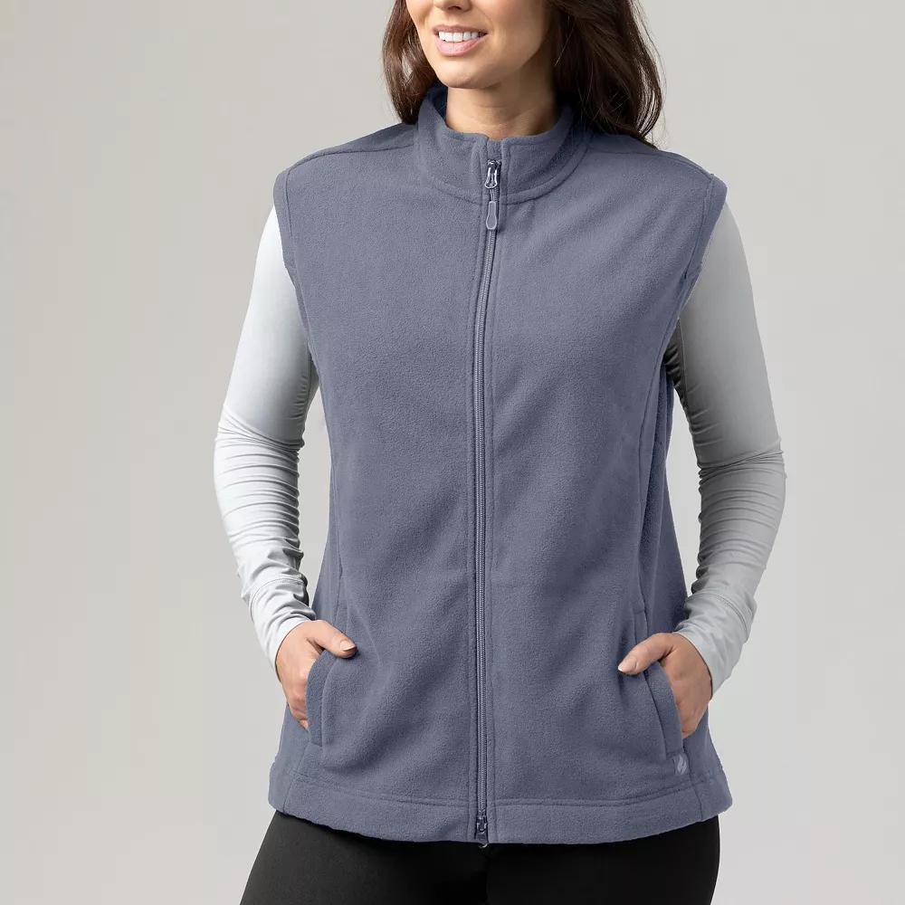 Women's Heat Holders Vera Original Super Brushed Fleece Double Zipper Vest, Size: XL, Dusty Blue Product Image