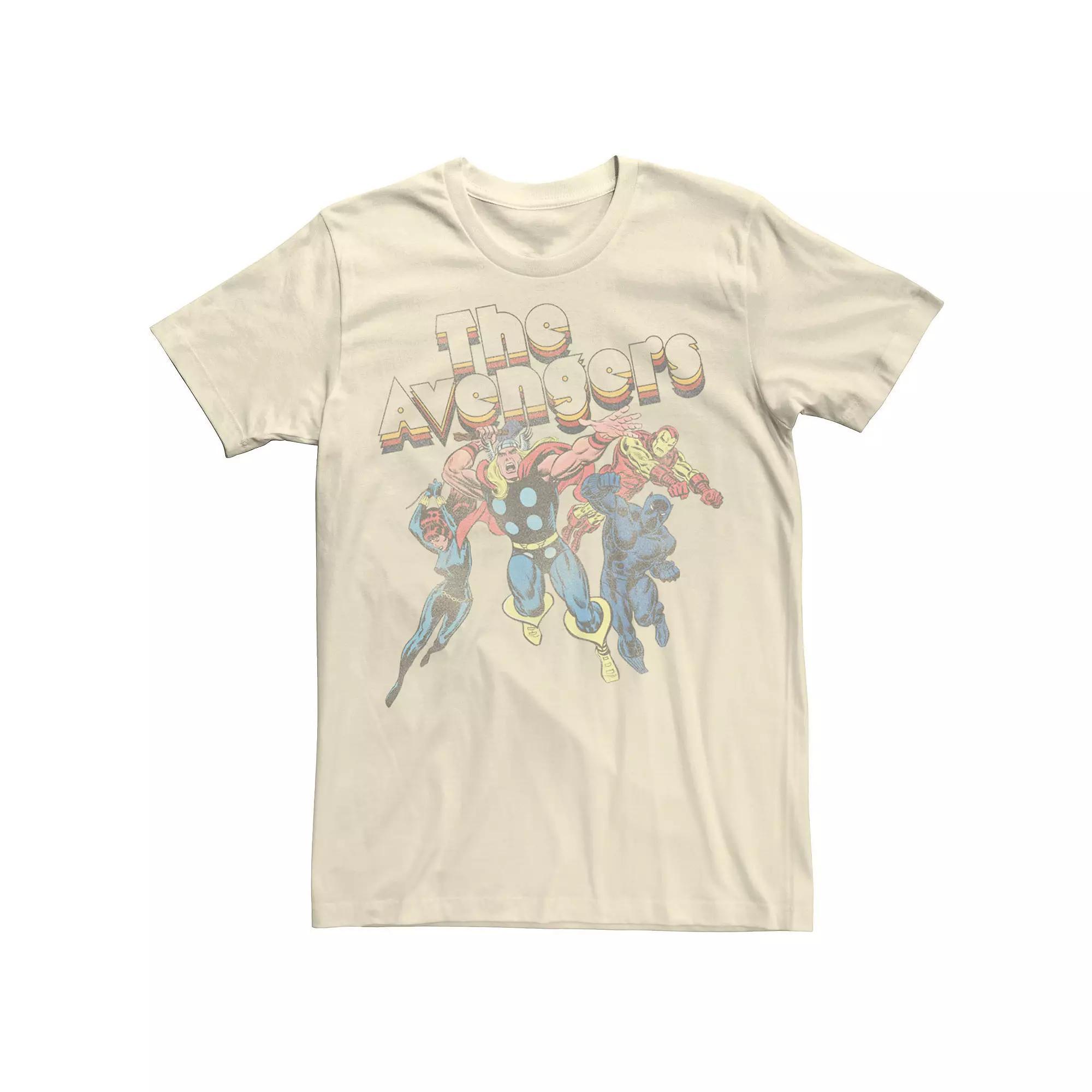 Men's Marvel The Avengers Retro Style Group Shot Tee, Size: Medium, Natural Product Image
