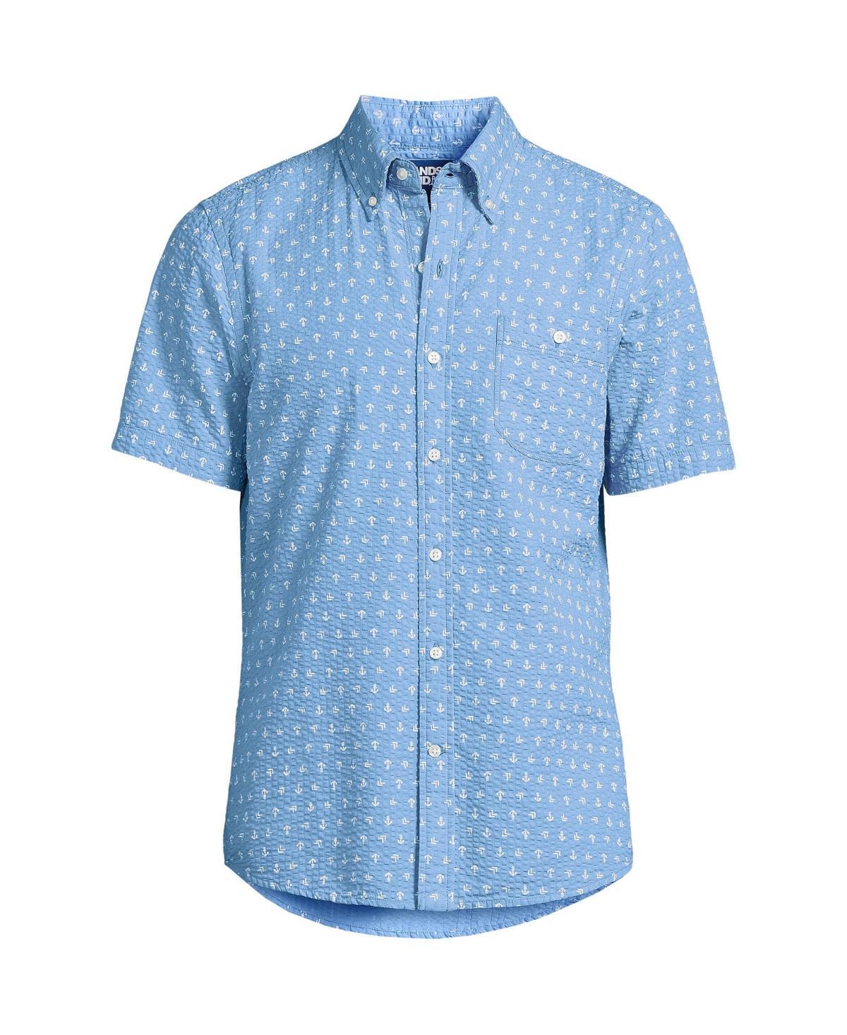 Men's Lands' End Button-Down Seersucker Shirt, Size: Small, White Product Image