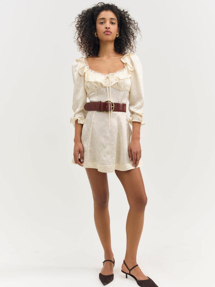 Carla Jacquard Mini Dress — Ivory Product Image