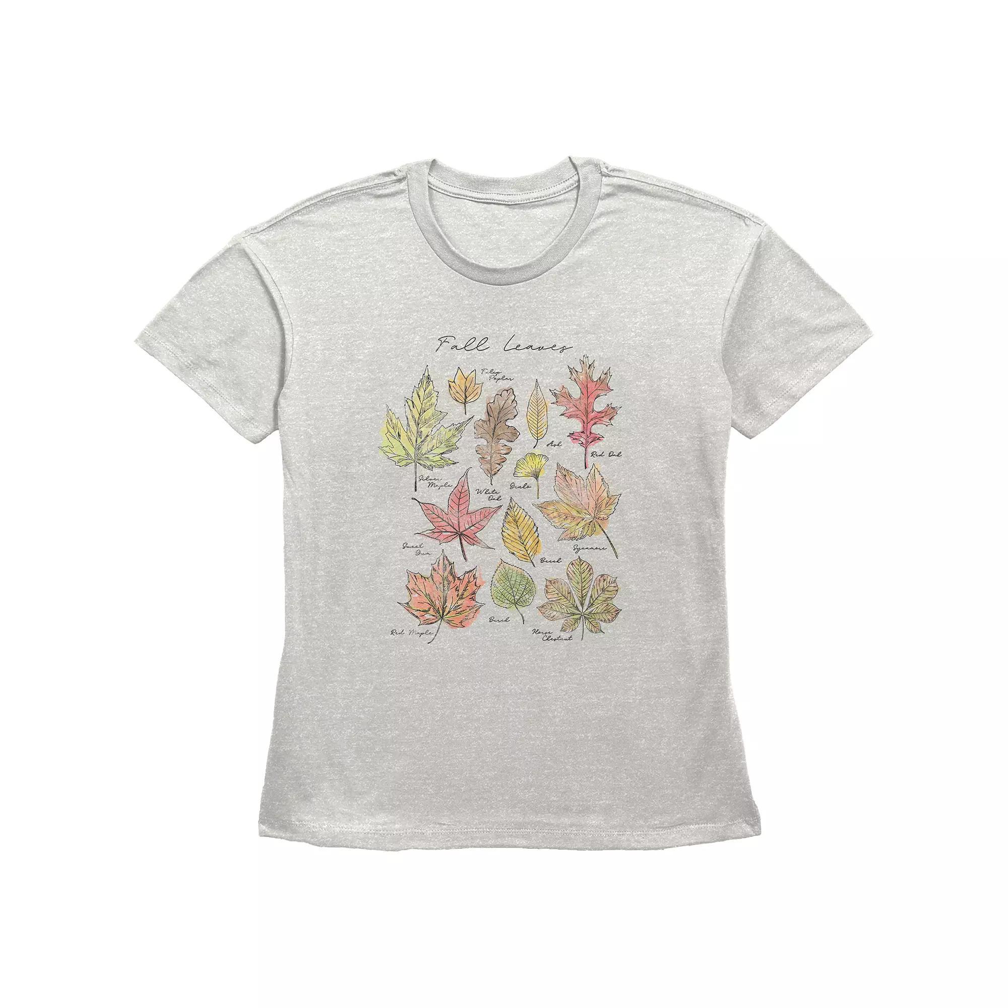 Women's Fall Leaves Graphic Tee, Size: Large, Oatmeal Product Image