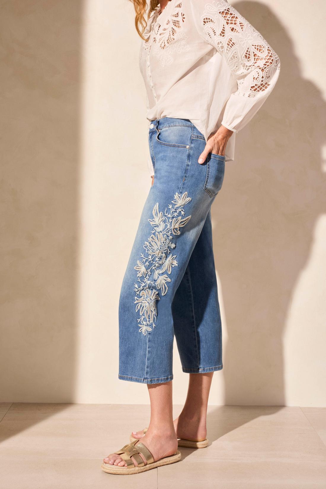Audrey Girlfriend Crop Jeans w/ Embroider Product Image