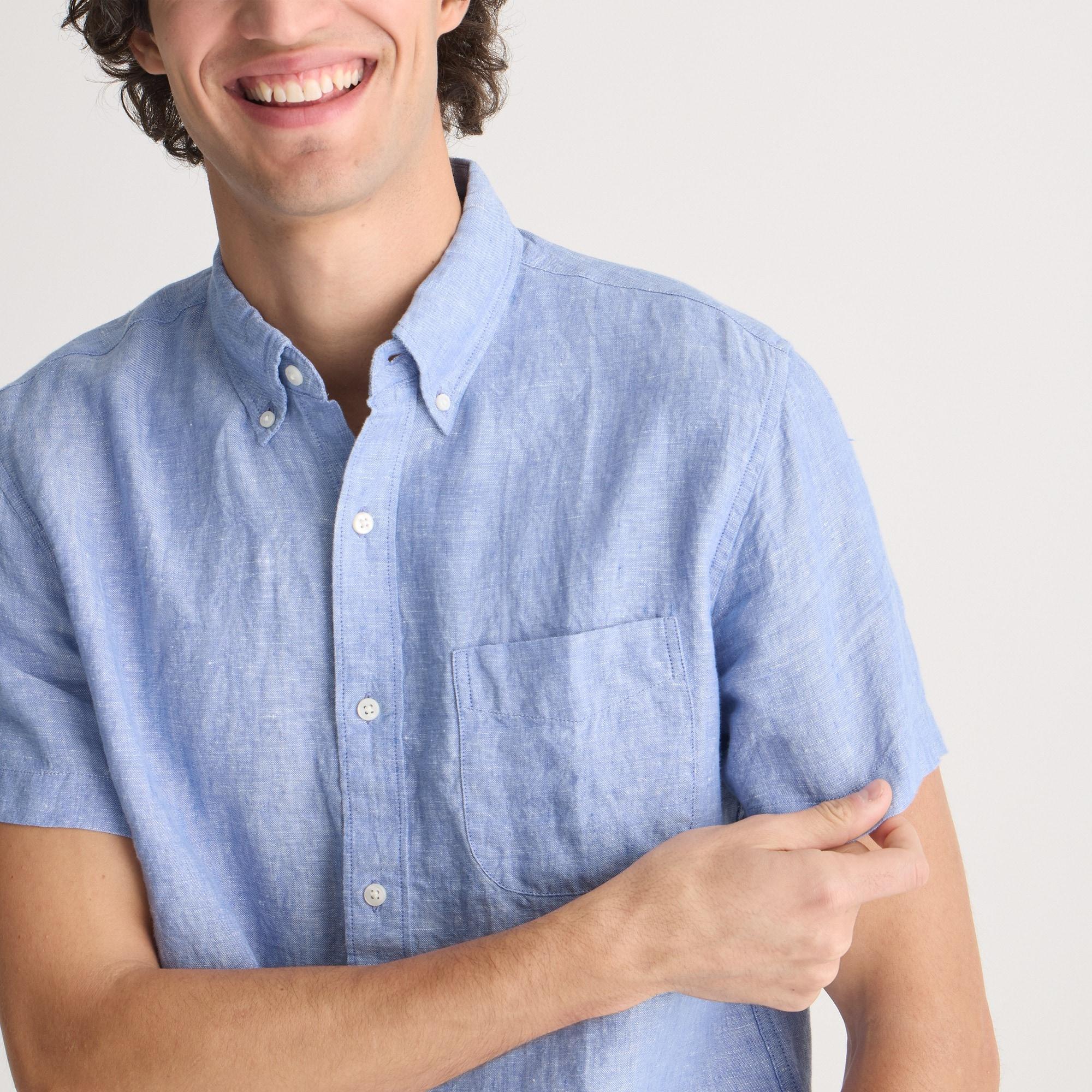 Slim short-sleeve Baird McNutt Irish linen shirt Product Image