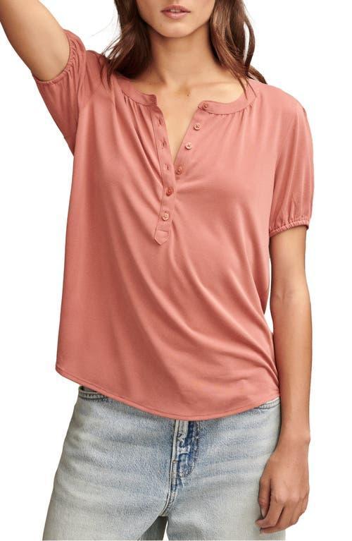 Lucky Brand Sandwash Peasant Top (Dusty Cedar) Women's Clothing Product Image