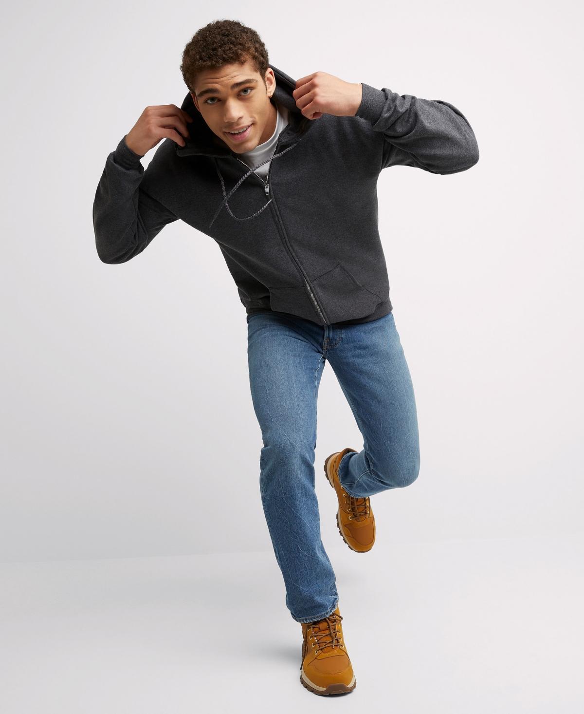 Men's Hanes Ultimate® Fleece Full-Zip Hoodie, Size: Large, Light Silver Product Image