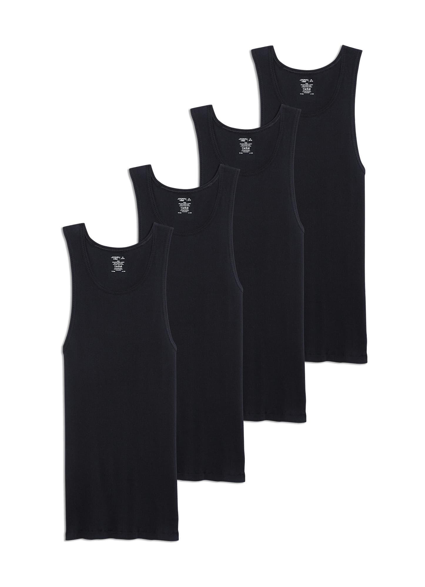 Men's Jockey® 4-Pack Fitted Tank Top A-Shirts, Size: Medium, White Gray Black Product Image