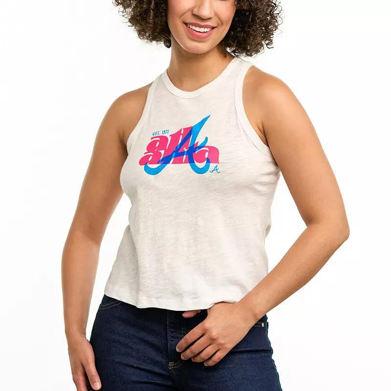 Women's Lusso White Atlanta Braves Lourdes Tank Top, Size: Large Product Image