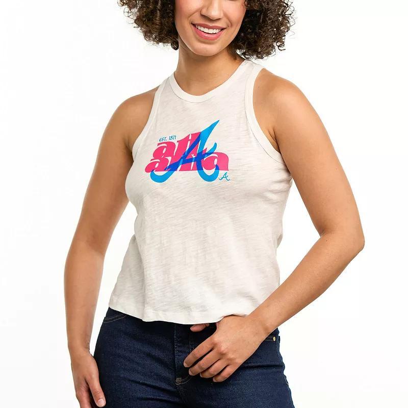 Women's Lusso White Atlanta Braves Lourdes Tank Top, Size: Large Product Image