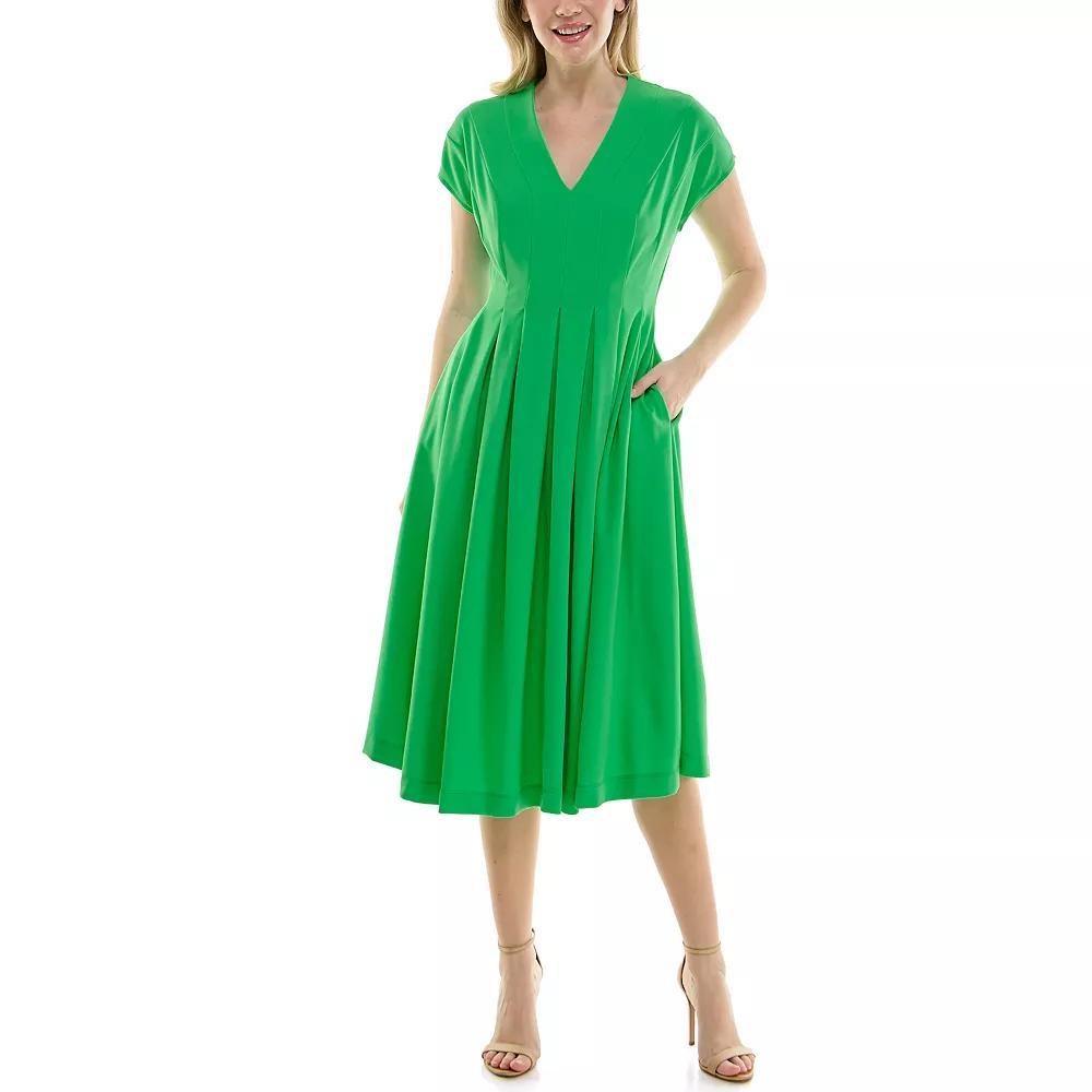 Women's Maison Tara Crepe Inverted Pleat Midi Dress, Size: 1, Fern Product Image