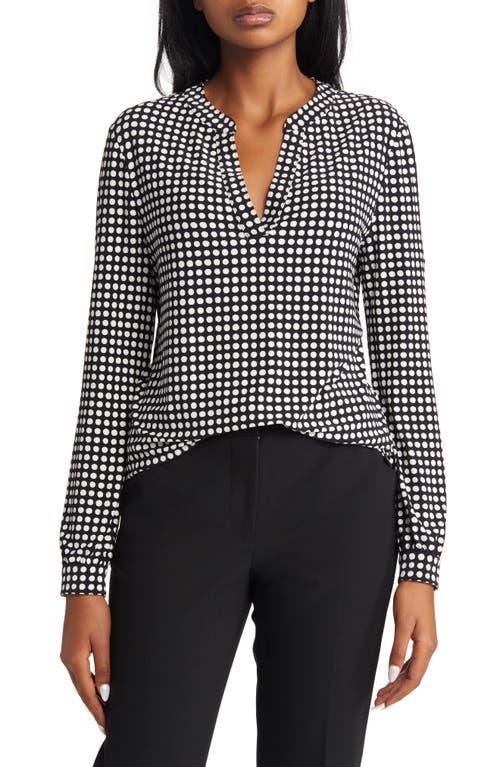 Anne Klein Womens Split-Neck Pearl-Dot Top - Anne Black Product Image