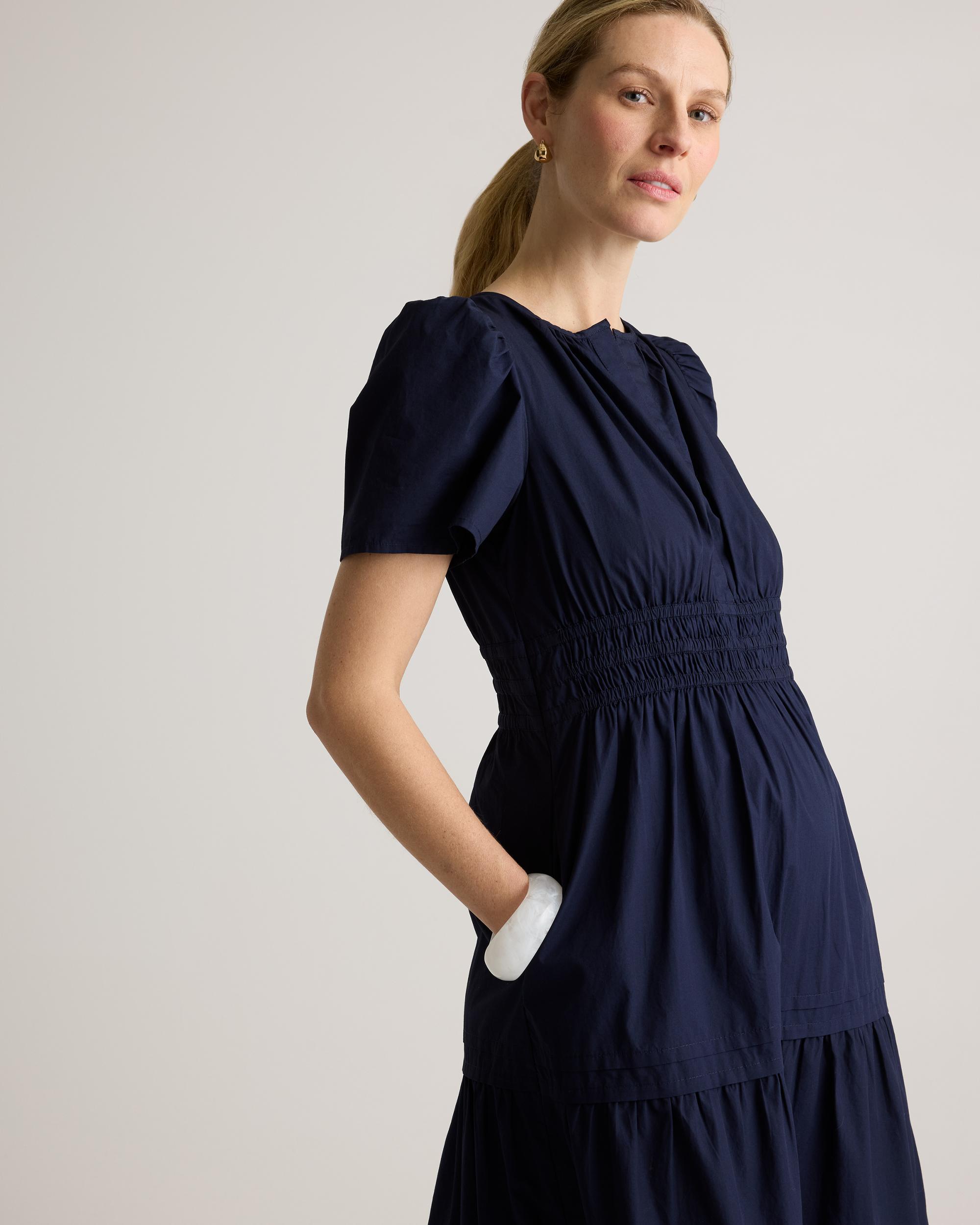 Quince | Women's Poplin Maternity Tiered Maxi Dress Organic Cotton Product Image