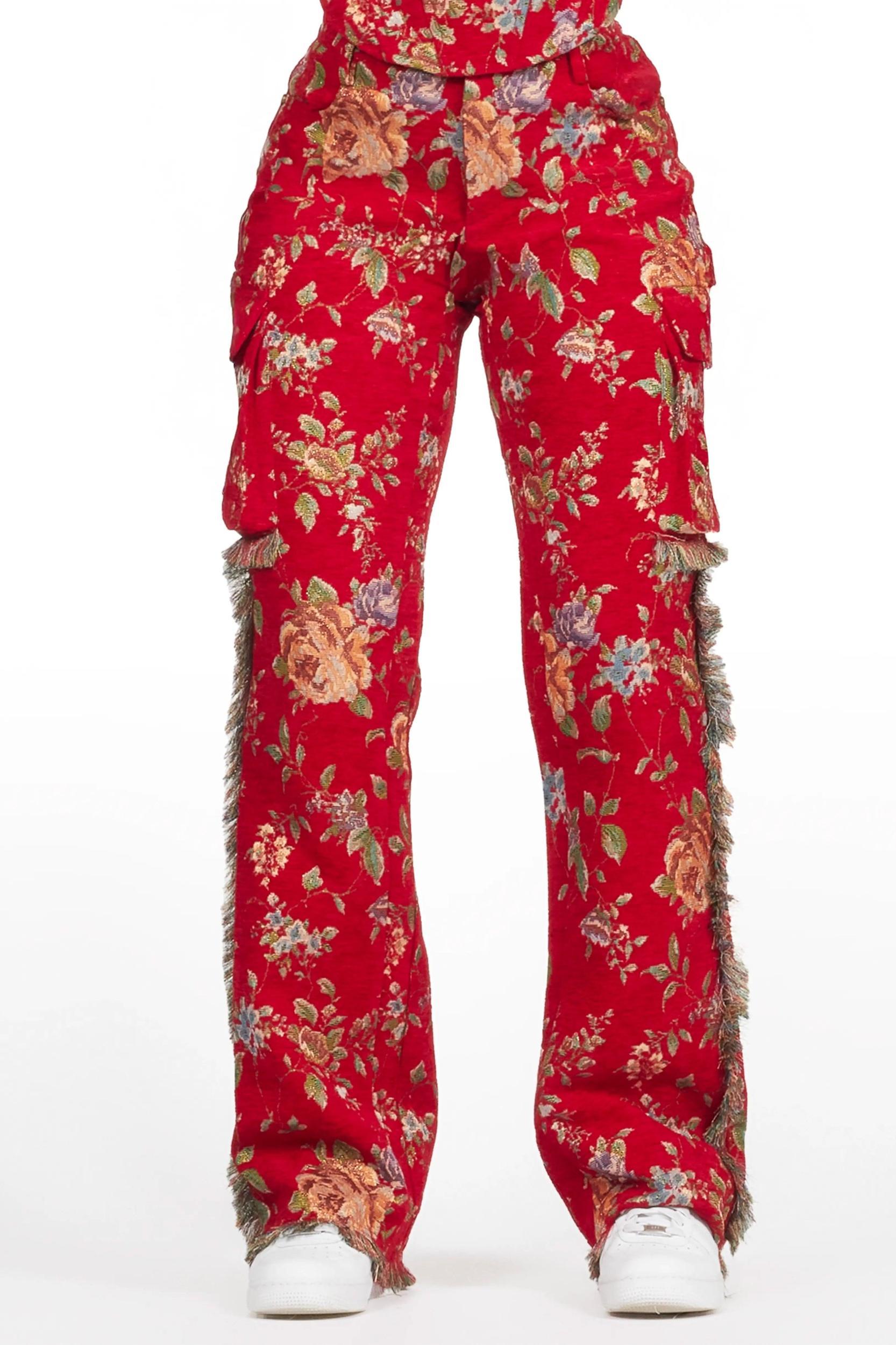 Marionna Red Tapestry Stacked Pant Female Product Image