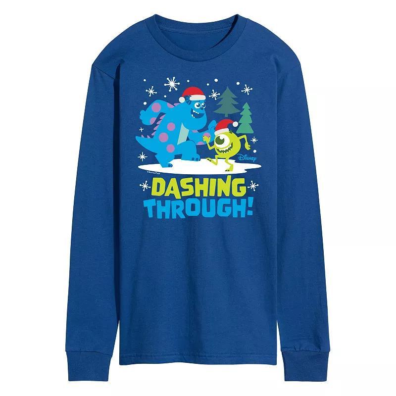 Disney / Pixars Monsters Inc. Mens Dashing Through Long Sleeve Graphic Tee Blue Product Image