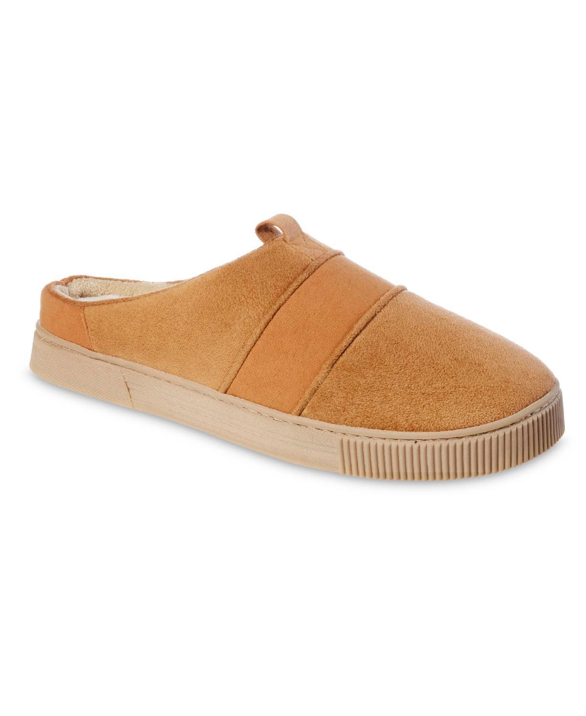 Isotoner Men's Emmett Microsuede & Canvas Hoodback Slippers - Cognac XL Product Image