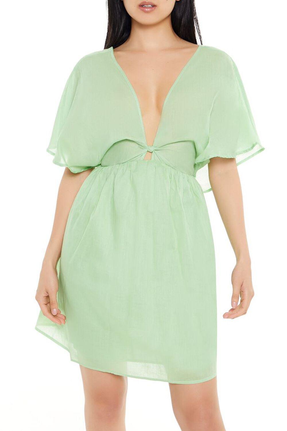 Plunging Butterfly-Sleeve Mini Dress | Forever 21 Product Image