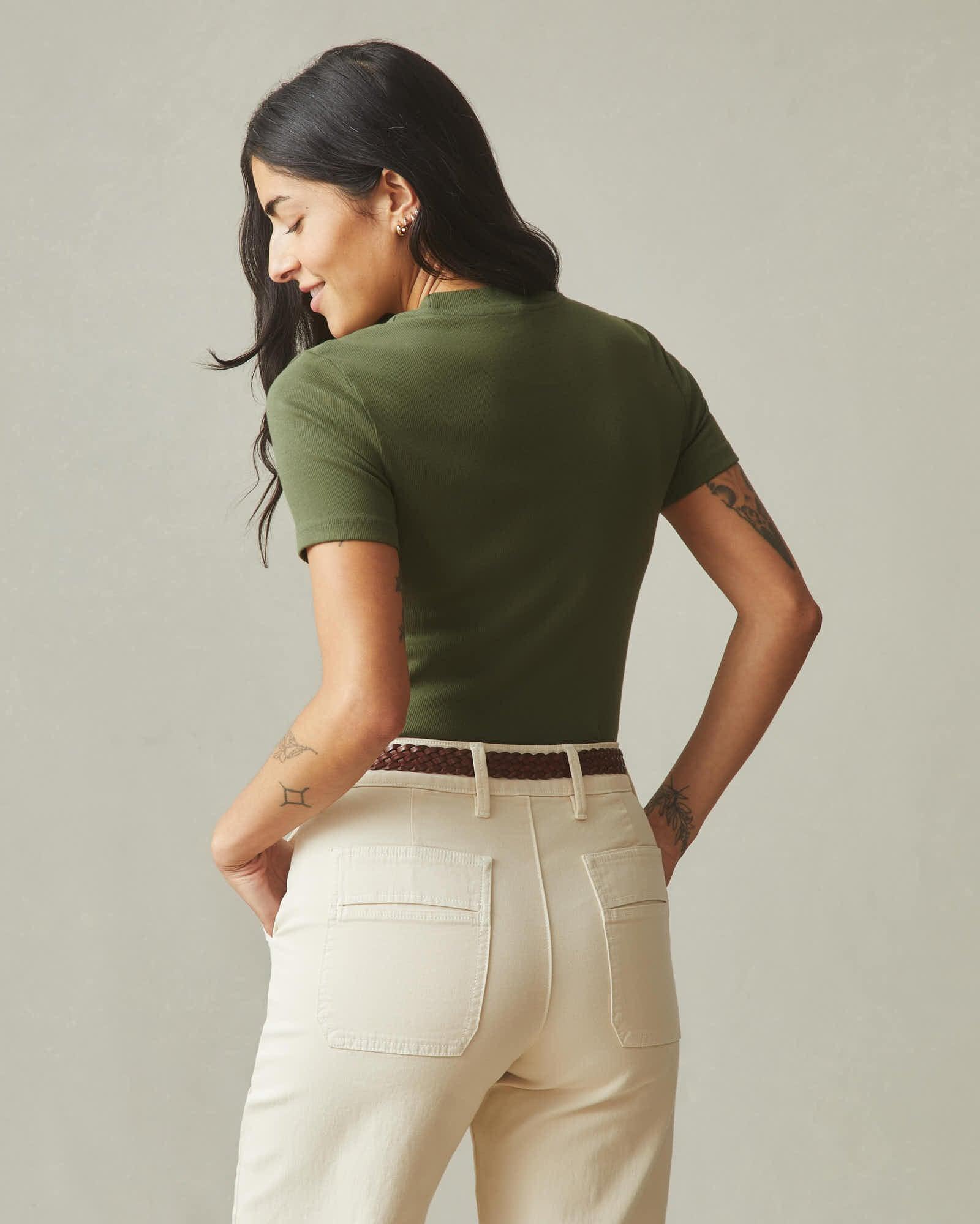Women's Luxe Rib Crew Tee - Fern Female Product Image