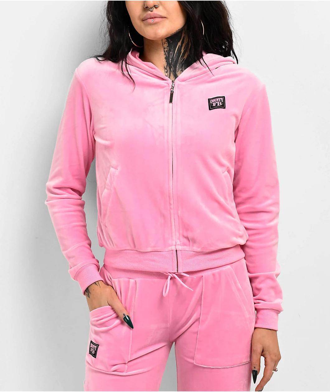 FB County Pink Velour Zip Hoodie Product Image