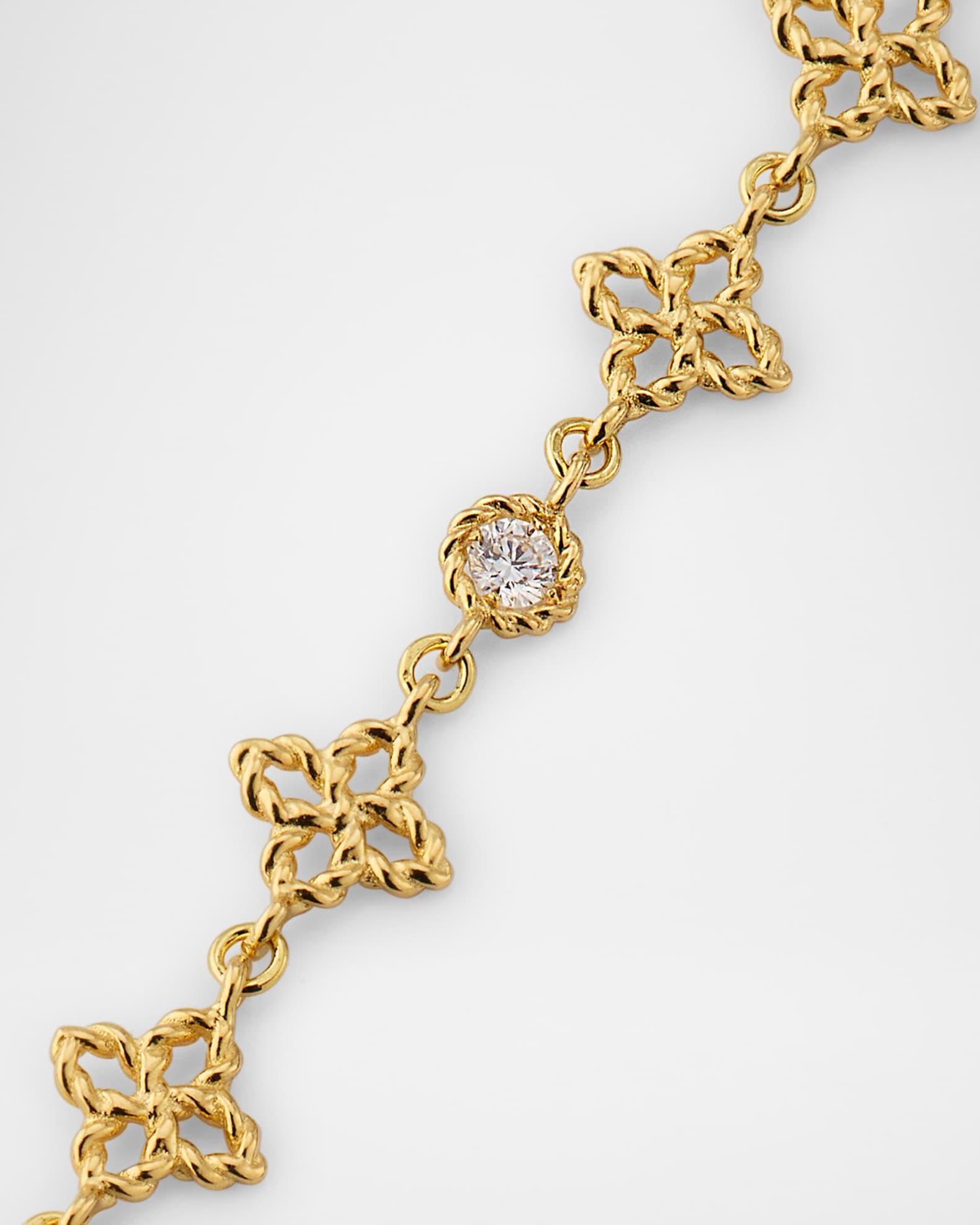 18K Yellow Gold Principessa Diamond Flower Link Bracelet Product Image