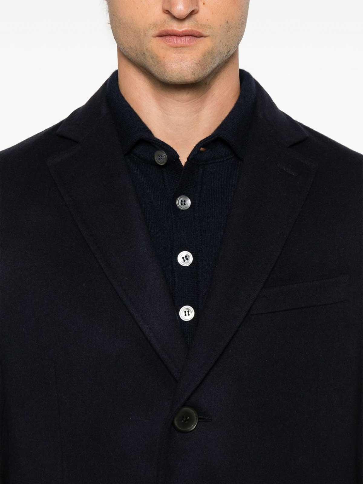 ZEGNA Oasi Tailored Single-breasted Coat In Navy Blue Product Image