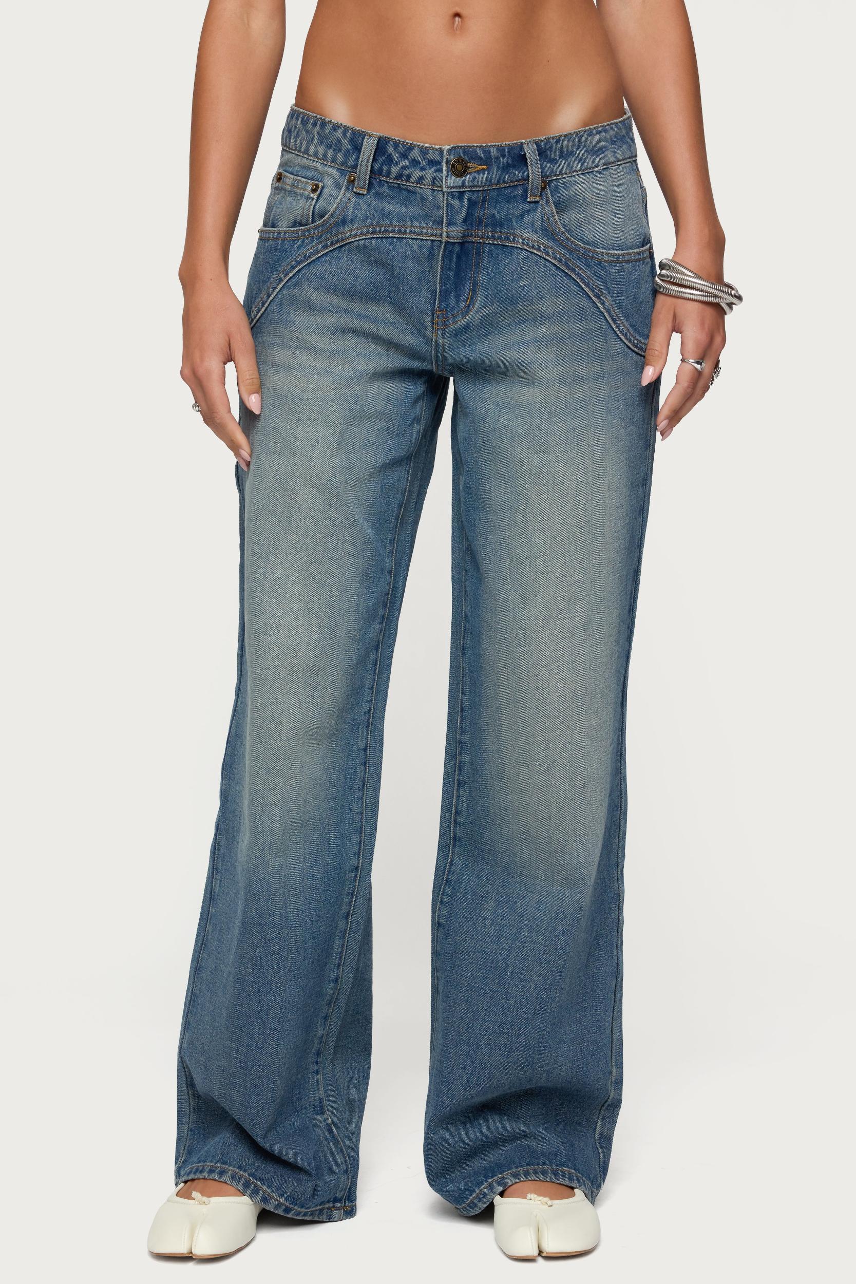 Ronny Curved Stitch Low Rise Jeans Product Image