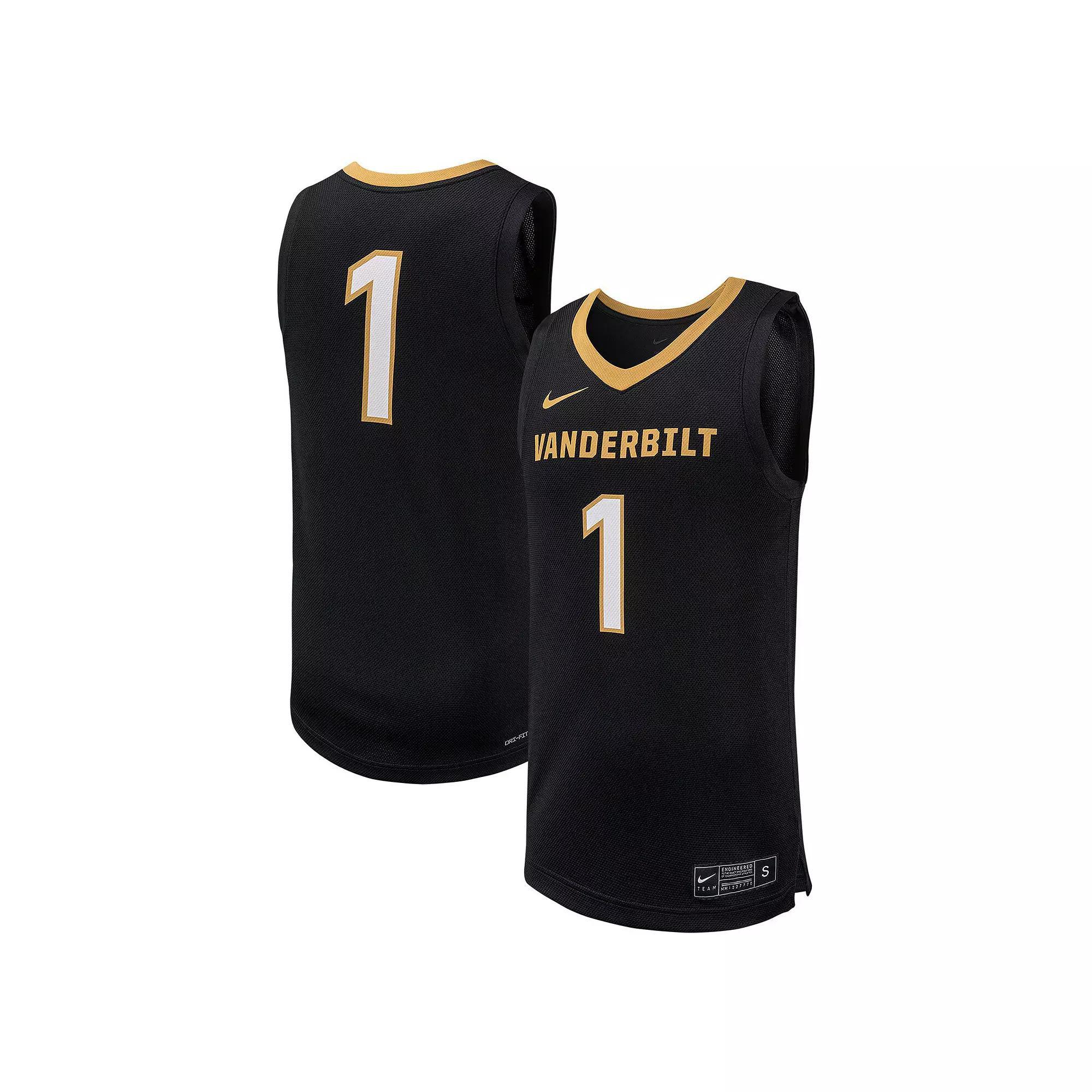 Men's Nike #1 Black Vanderbilt Commodores Replica Basketball Jersey, Size: Medium Product Image