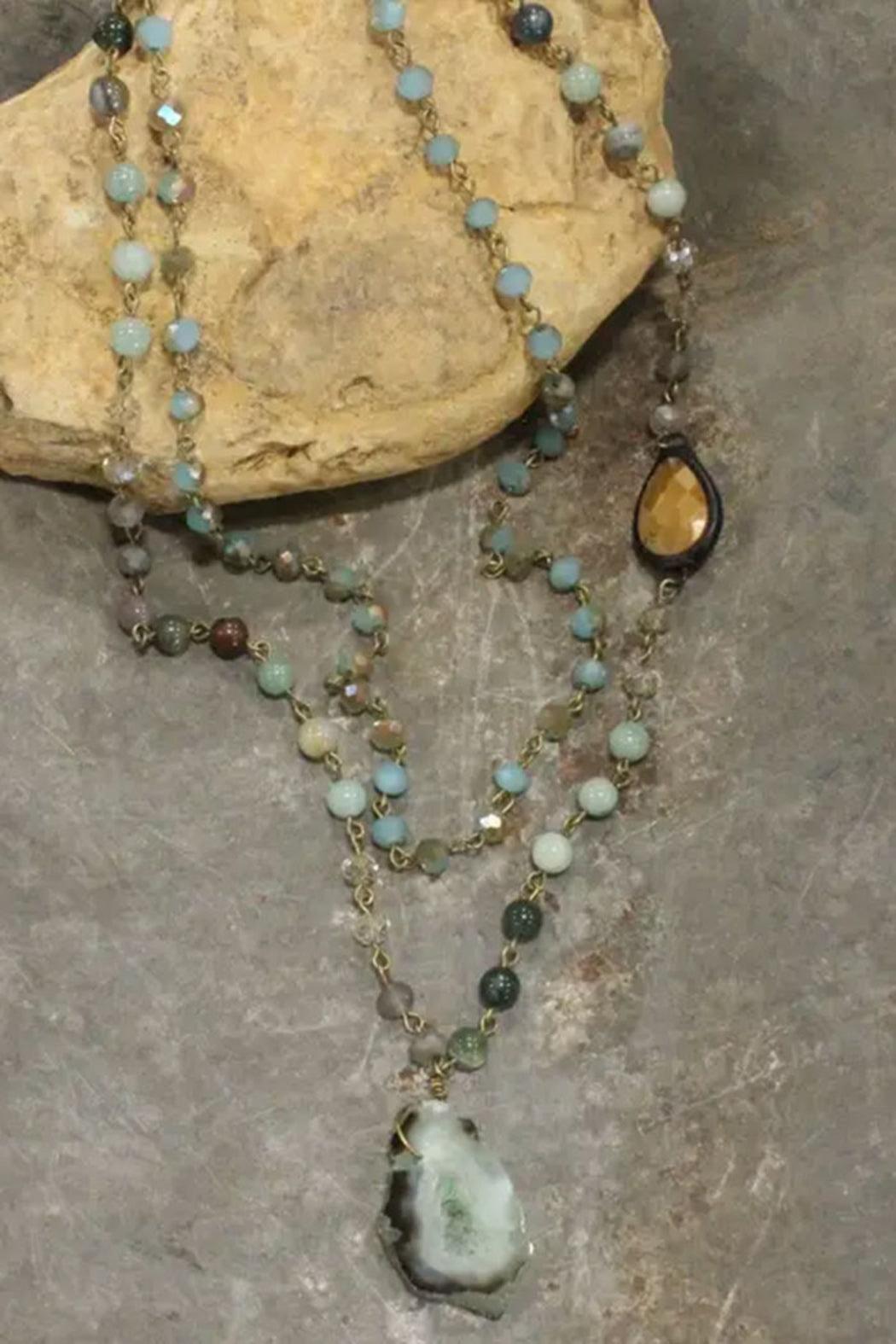 Switchable Lengths Stone & Crystal Necklace Product Image