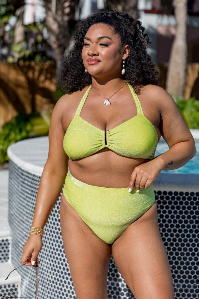 Classic Coastal Green Shimmer Bikini Bottoms FINAL SALE Product Image