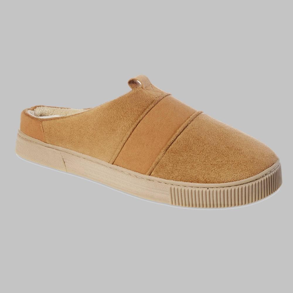 Isotoner Men's Emmett Microsuede & Canvas Hoodback Slippers - Cognac XL Product Image