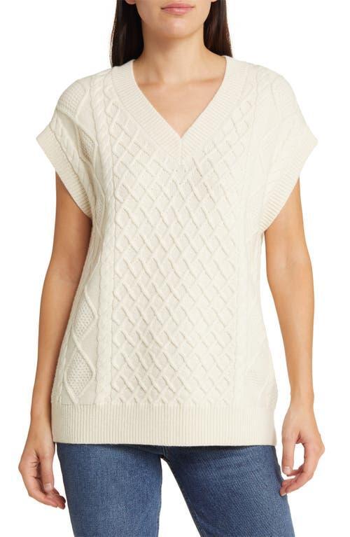 Madewell Cable-Knit V-Neck Sweater Vest (Heather Dark Forest) Women's Sweater Product Image