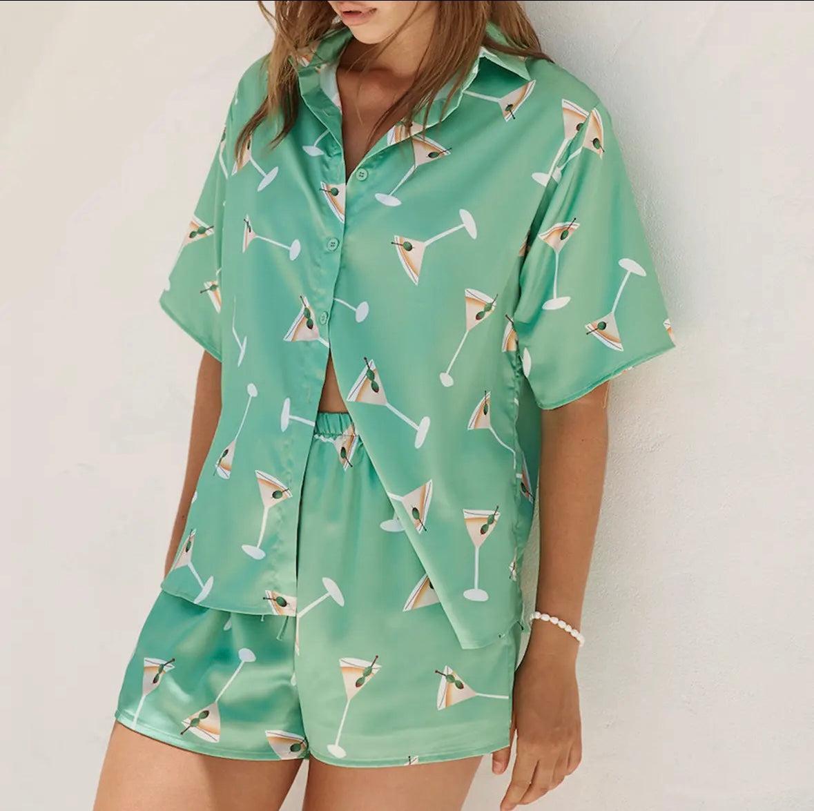 Martini Print Pajama Set Product Image