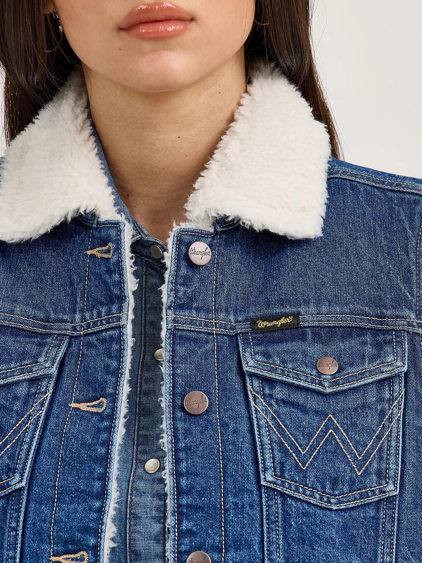 Women's Wrangler Sherpa Lined Denim Vest | Women's JACKETS & OUTERWEAR | Wrangler® Product Image