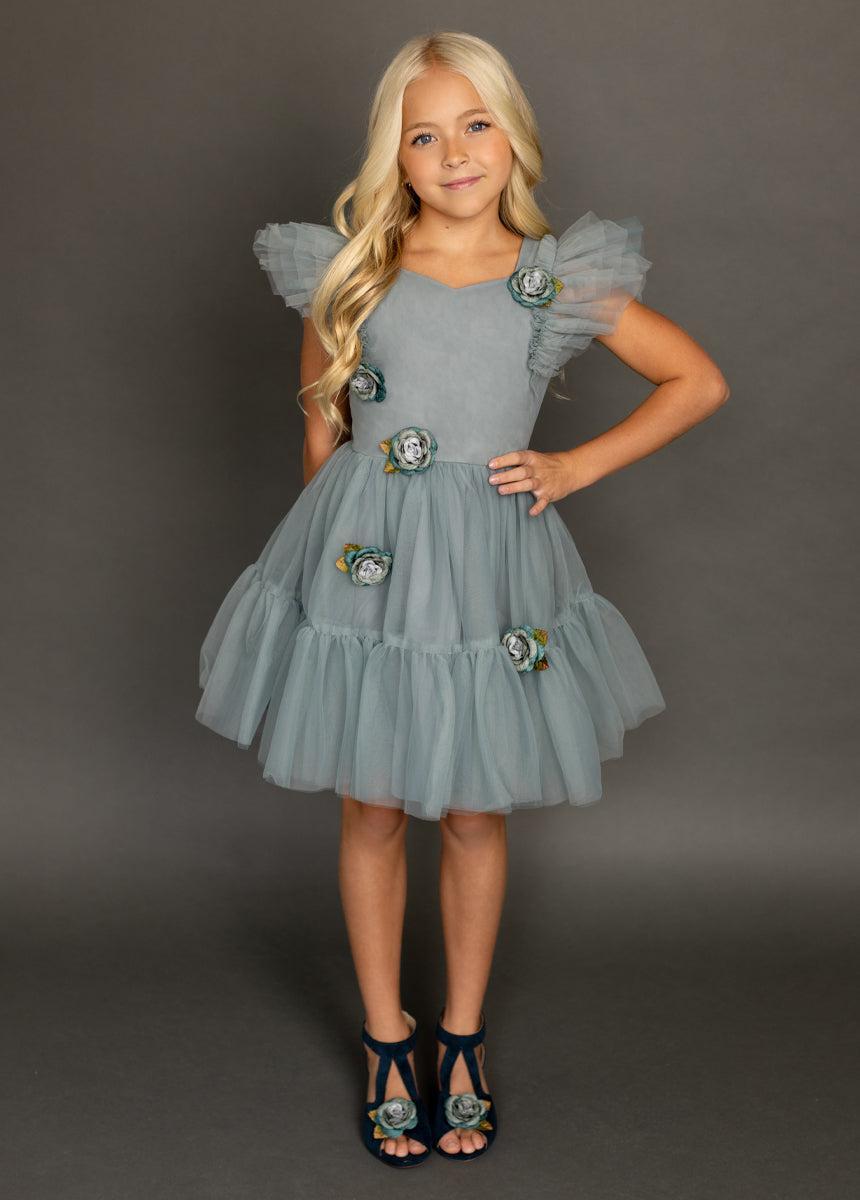 Elain Dress in Dusty Teal Girls Product Image