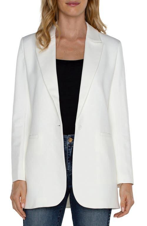 Liverpool Los Angeles Button Front Boyfriend Blazer Luxe Stretch Suiting (Porcelain) Women's Jacket Product Image